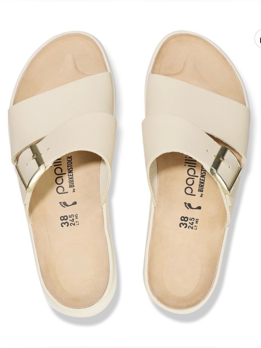 NEW Birkenstock Papillio Almina platform sandals in Ecru CREAM leather SZ 40 = 9